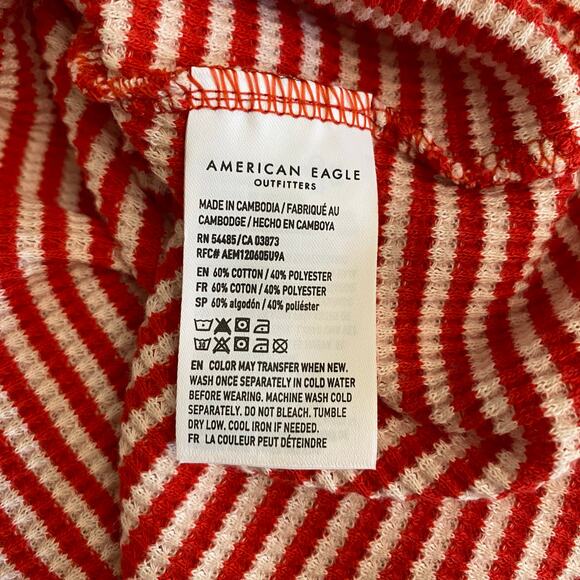 American Eagle NWT Striped Long Sleeve Shirt Womens Size XS Red White - Picture 8 of 9